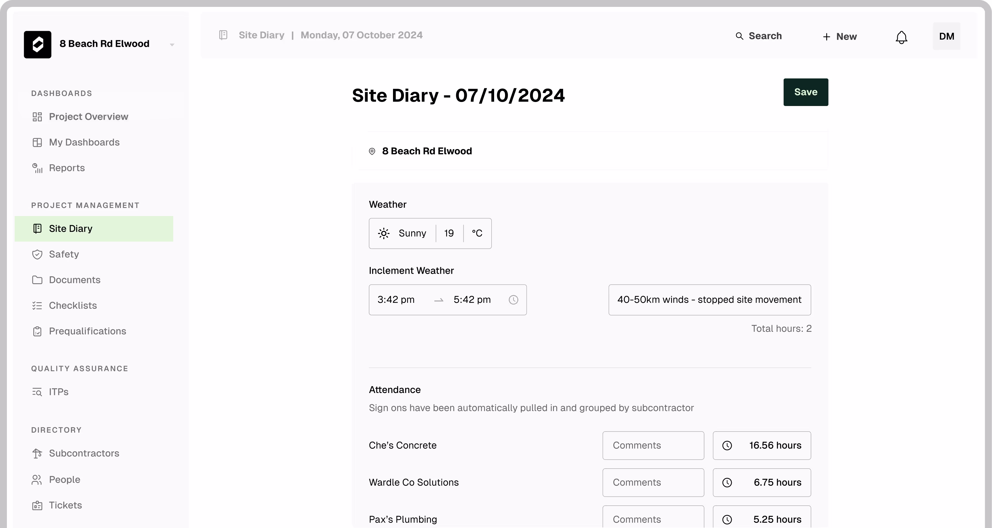 Site Diary