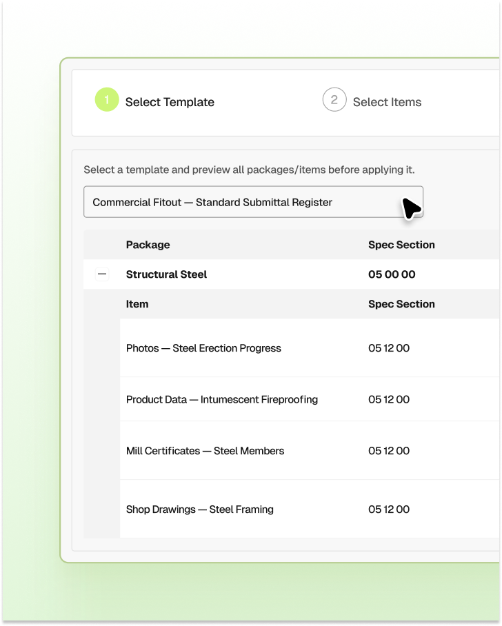 Submittal templates